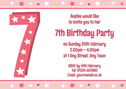 7th stars birthday party invitations