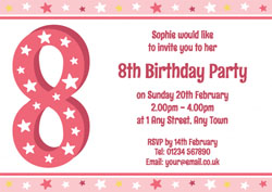 8th stars birthday party invitations