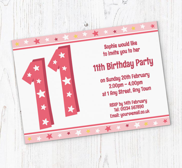 11th stars birthday party invitations