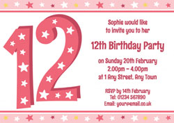 12th stars birthday party invitations