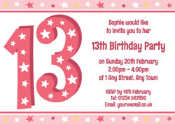13th stars birthday party invitations
