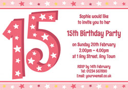 15th stars birthday party invitations