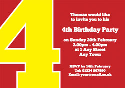 the big number 4 party invitations