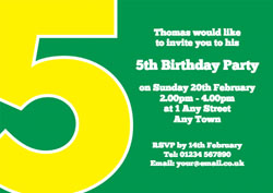 the big number 5 party invitations