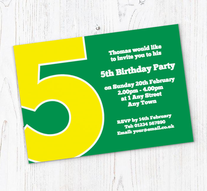the big number 5 party invitations