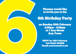 the big number 6 party invitations