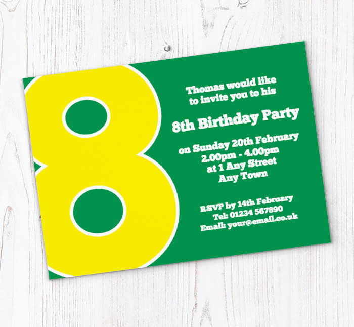 the big number 8 party invitations