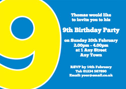 the big number 9 party invitations