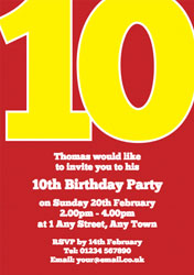 the big number 10 party invitations