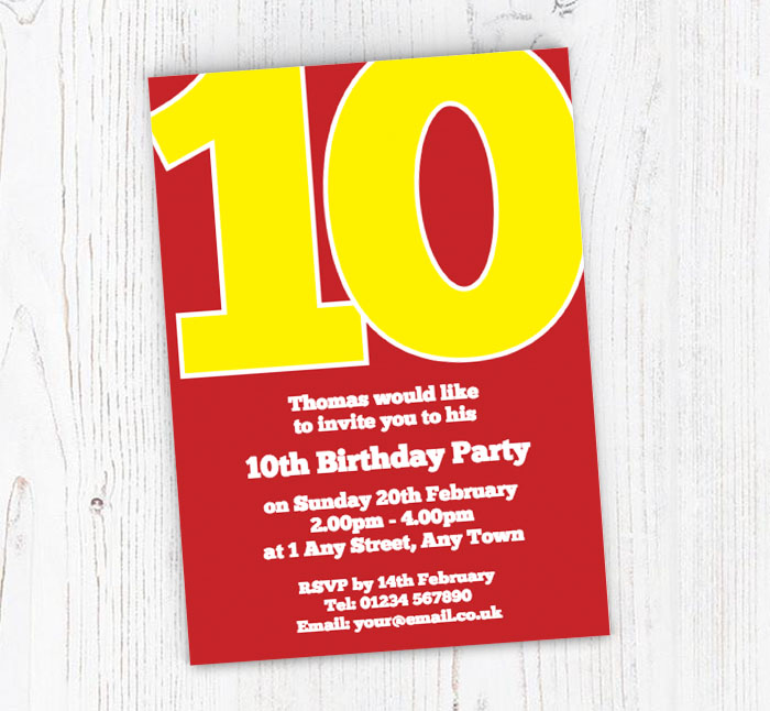 the big number 10 party invitations