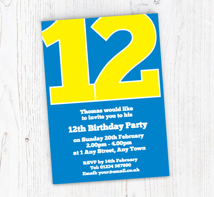 the big number 12 party invitations