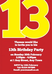 the big number 13 party invitations