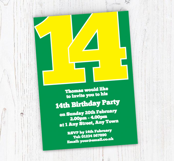 the big number 14 party invitations