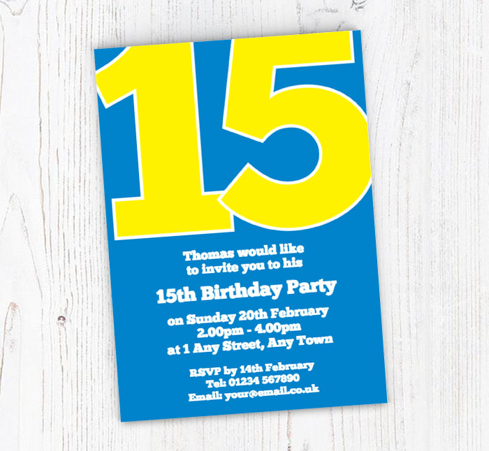 the big number 15 party invitations
