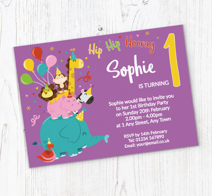 1st animal birthday party invitations