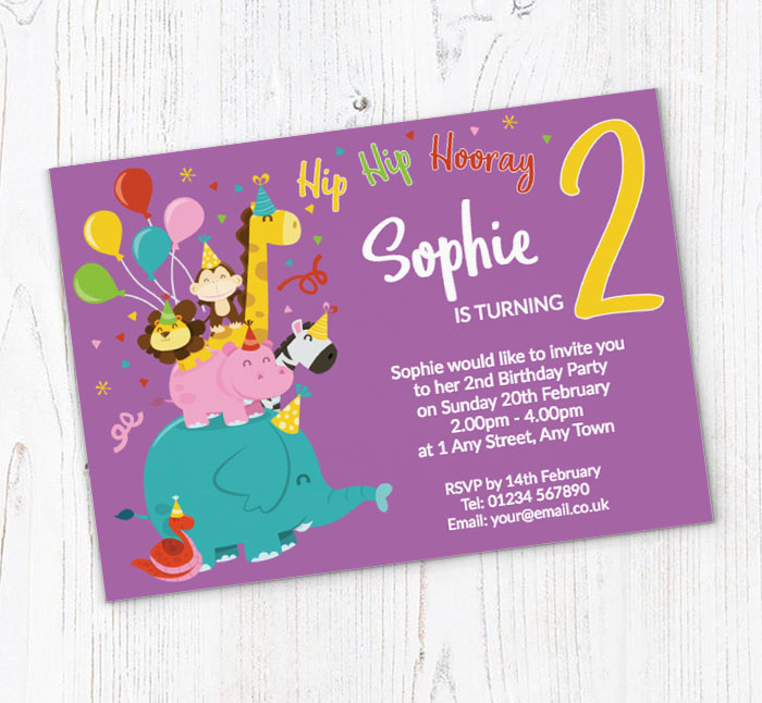 2nd animal birthday party invitations