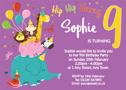 9th animal birthday party invitations