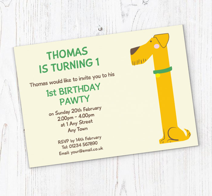 1st birthday pawty invitations