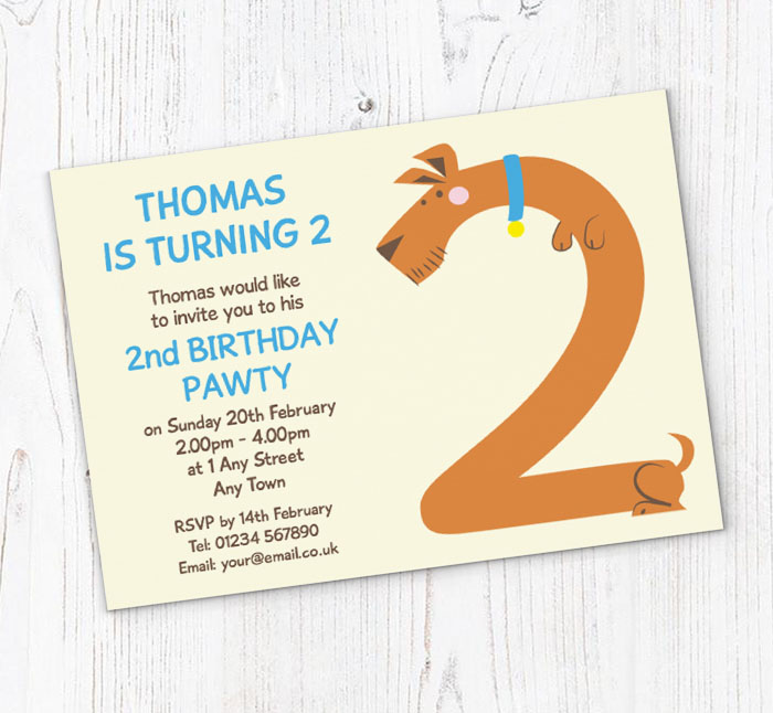 2nd birthday pawty invitations