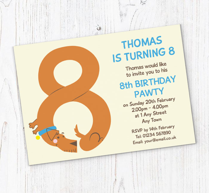 8th birthday pawty invitations