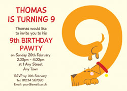 9th birthday pawty invitations