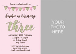 pink 3rd photo party invitations