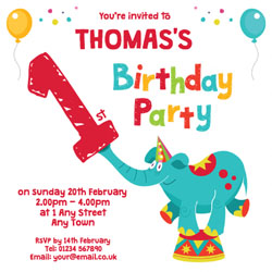 elephant 1st birthday party invitations