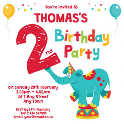 elephant 2nd birthday party invitations