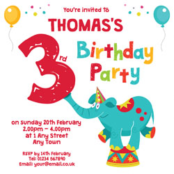 elephant 3rd birthday party invitations