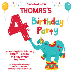 elephant 4th birthday party invitations