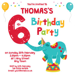 elephant 6th birthday party invitations