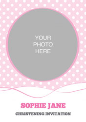 pink photo christening invitations