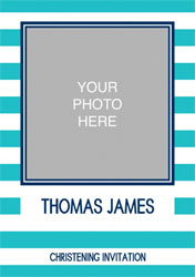 blue stripes christening invitations