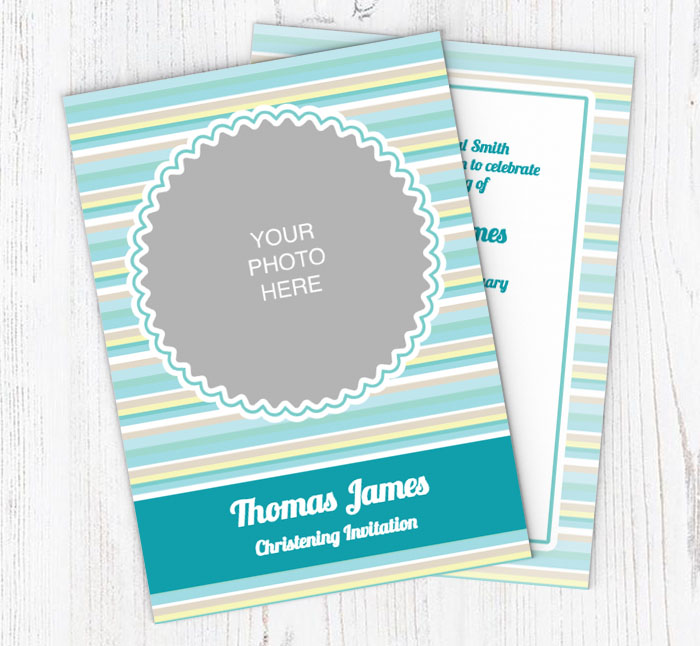 striped christening invitations