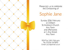 yellow bow christening invitations