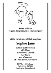 angel christening invitations