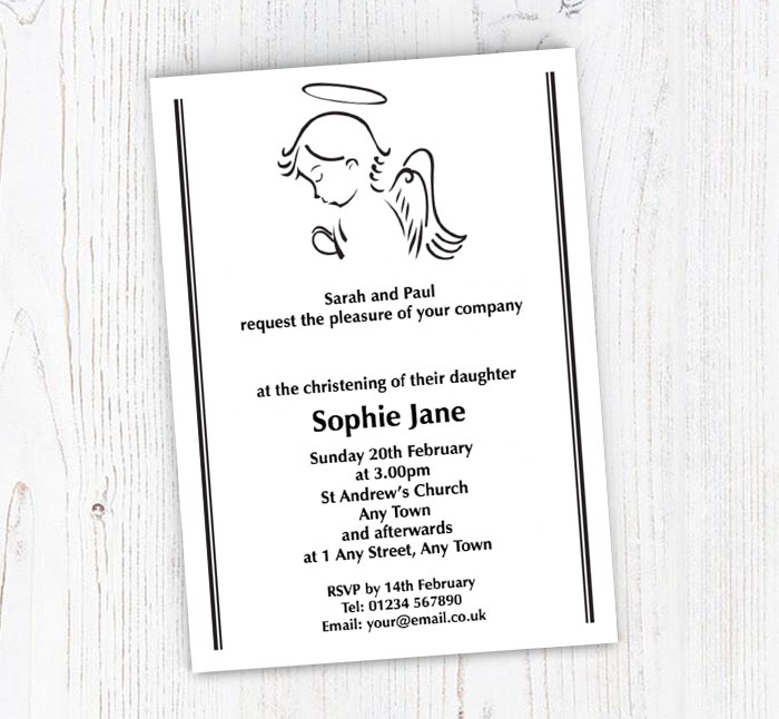 angel christening invitations