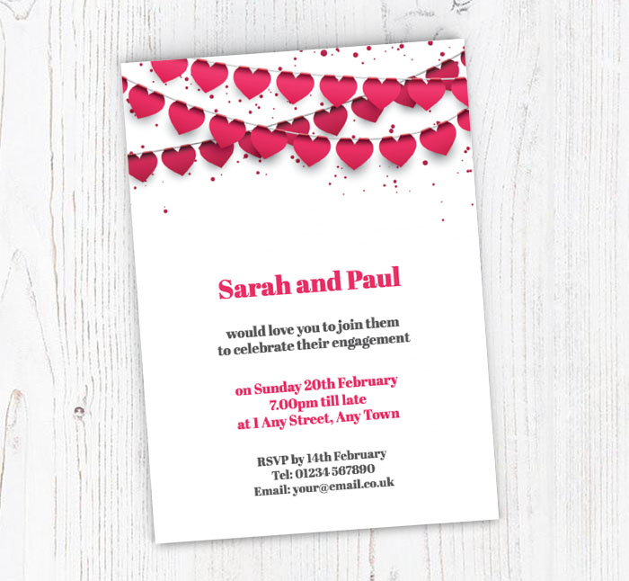 string of hearts invitations