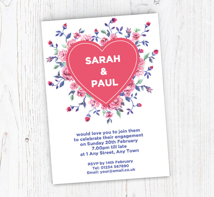 hearts and roses invitations