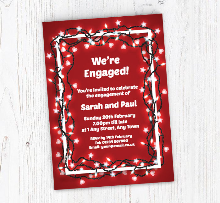 fairy lights engagement invitations