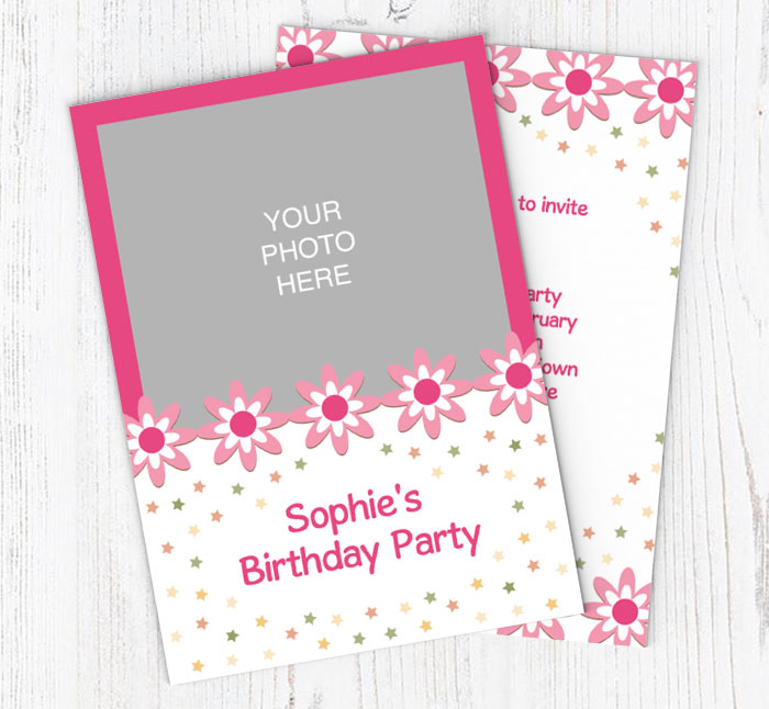 flowery photo upload invitations