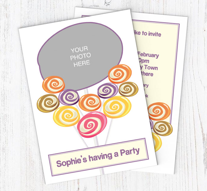 lollipops photo upload invitations