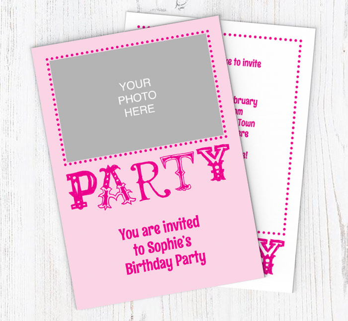 pink photo upload invitations