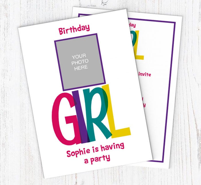 girls photo upload invitations