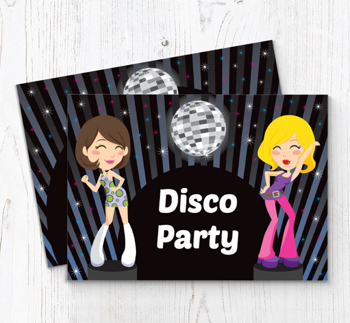 girls disco party invitations