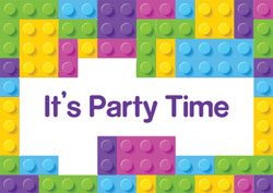 girls lego bricks invitations