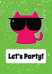 pink party cat invitations