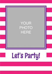 pink striped photo upload invitations