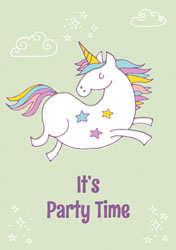 jumping unicorn party invitations