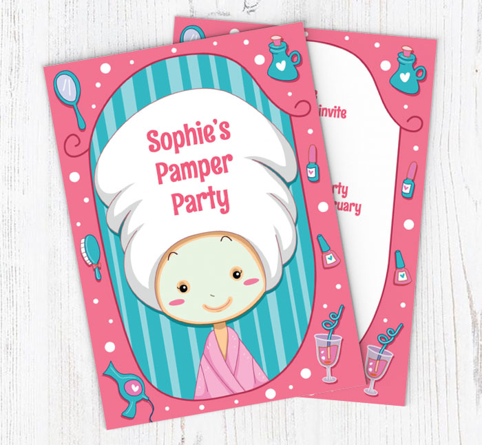 pamper party invitations